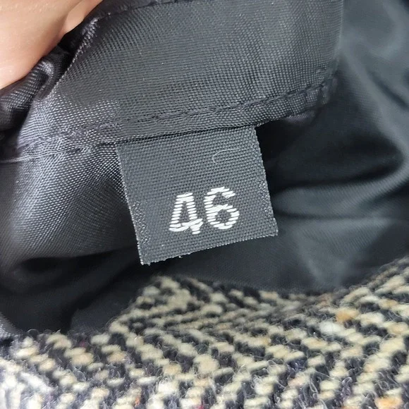 Haggar Mens Sport Coat Blazer Two Button Beige Black Herringbone City Casual 46R